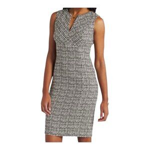 Calvin Klein Marlowe Fitted Knit Dress Sleeveless Black White Women's Size 12